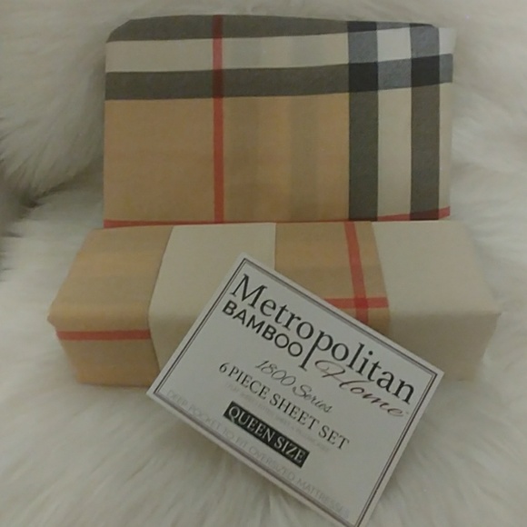 Metropolitan Bamboo Queen Plaid Sheet Set - Picture 8 of 8